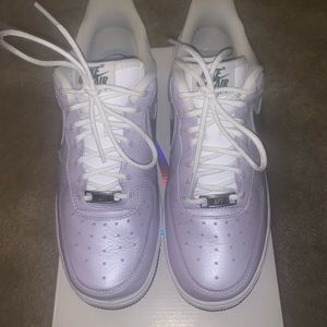 Barely worn purple and sliver Air force 1’s